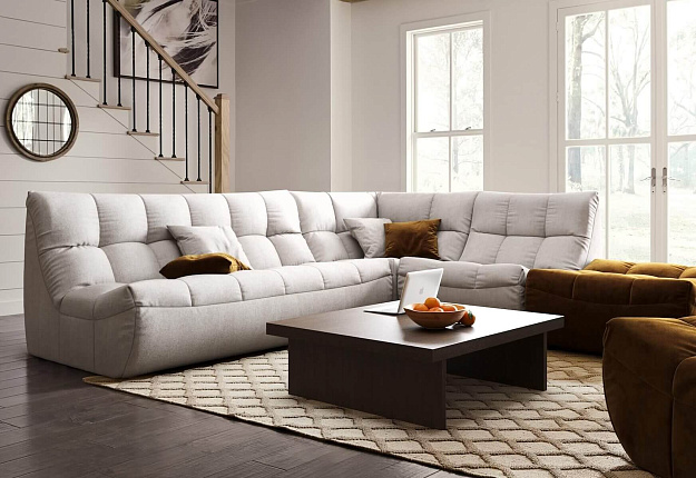 Комплект стильных диванов ДеИтали с пуфом для гостиной 